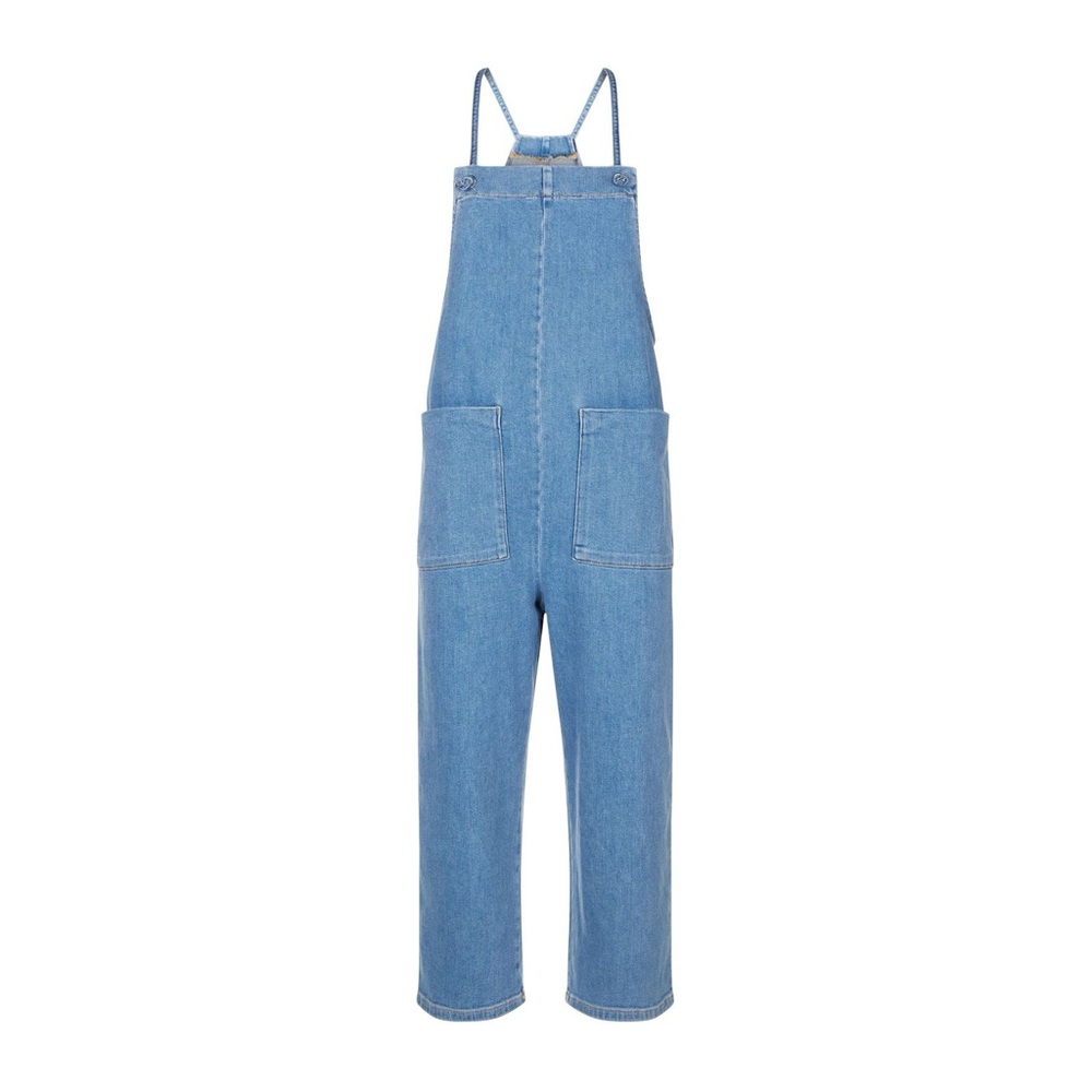MAJE PINARO TIE-STRAP DENIM OVERALLS - 38